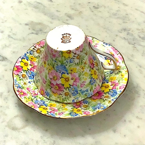 ROSINA-QUEENS CUP & SAUCER SET CHINTZ VINTAGE MADE IN ENGLAND BONE CHINE FLORAL - Picture 8 of 16